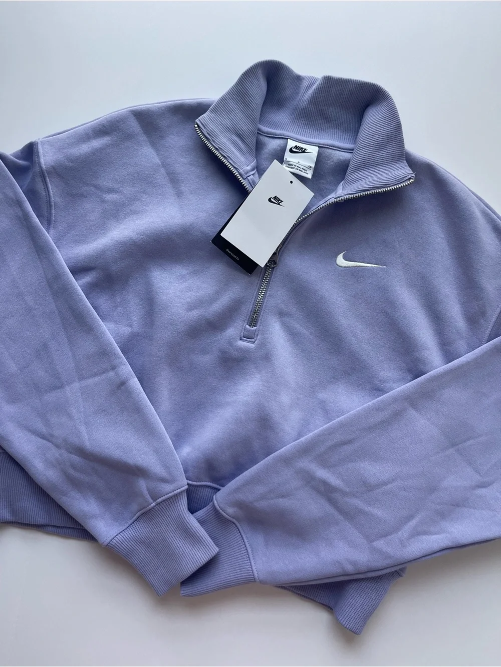 Nike Women’s Sweatshirt (Size Small) Cropped 1/4 Zip Pullover Phoenix Oversized